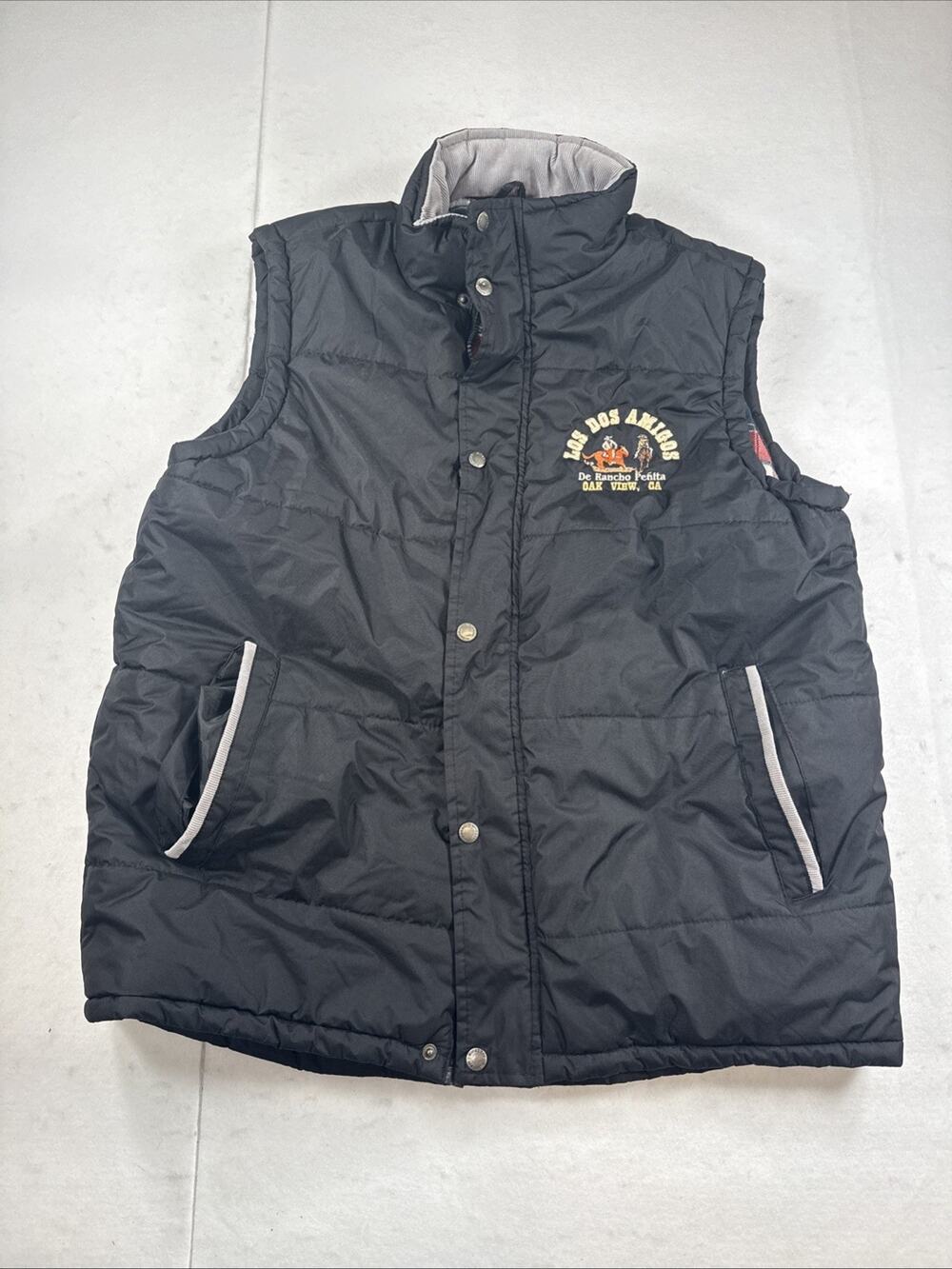 Gioberti Mens Puffer Vest Large Black Plaid Flannel Lined Jacket Cowboy Ranch